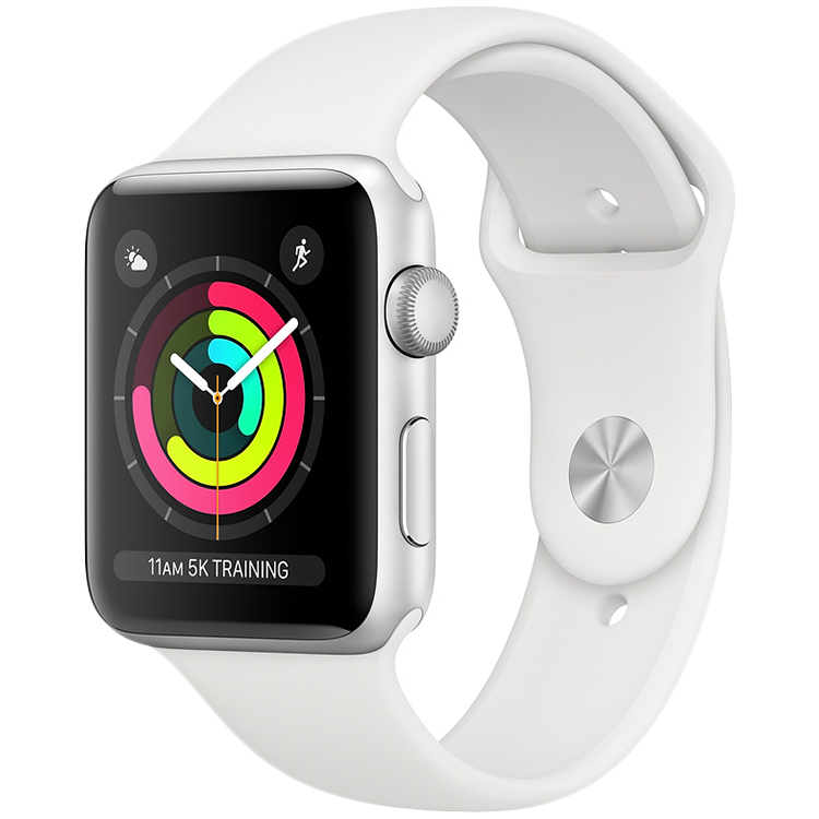

Apple Watch Series 3 GPS, 38мм, Серебристый, Спортивный ремешок белого цвета (MTEY2FS/A)
