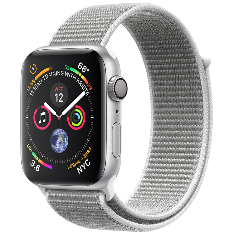 

Apple Watch Series 4 GPS, 40мм, Серебристый, Спортивный браслет цвета «белая ракушка» (MU652GK/A)