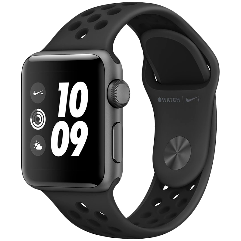 

Apple Watch Series 3 Nike+ GPS, 38мм, Серый космос, Спортивный ремешок Nike цвета «антрацитовый/чёрный» (MTF12GK/A)