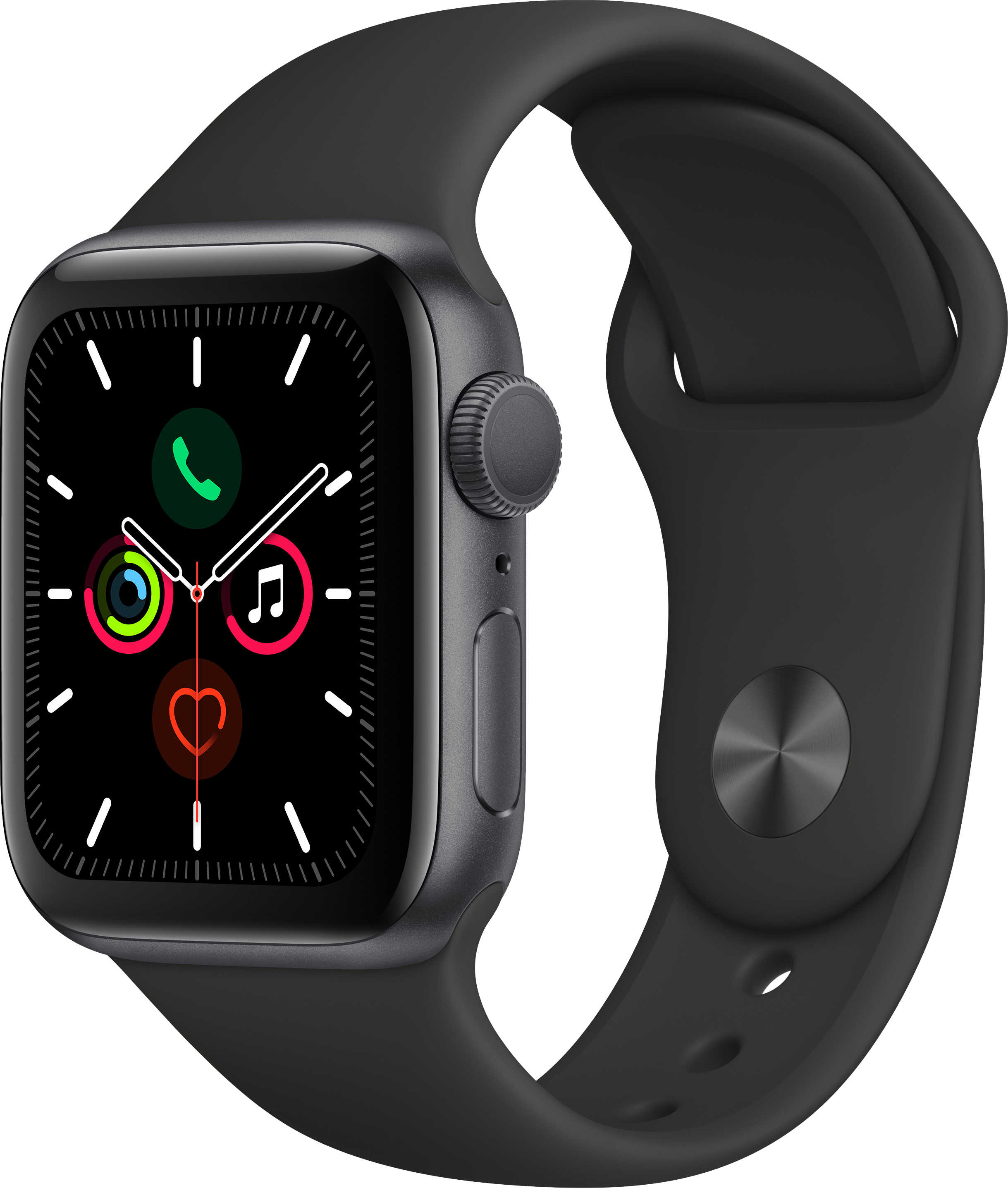 

Apple Watch Series 5 GPS, 40мм, Серый космос, Cпортивный ремешок чёрного цвета