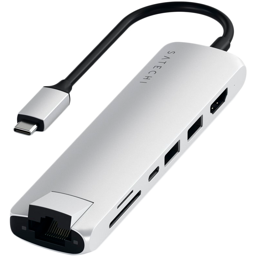 

Multiport Adapter SATECHI Aluminum Type-C Slim Multi-Port Adapter Type-C Slim Multiport with Ethernet Adapter Серебристый (ST-UCSMA3S)