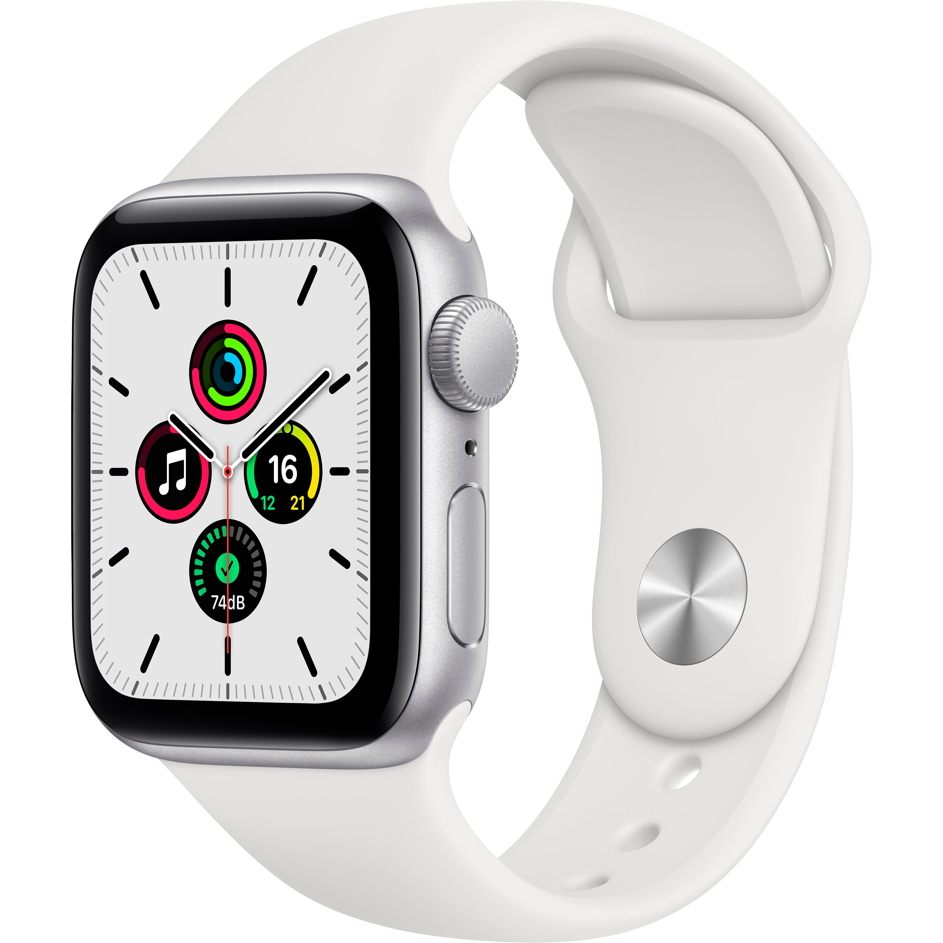 

Apple Watch SE GPS, 40мм, Серебристый, Спортивный ремешок белого цвета (MYDM2GK/A)