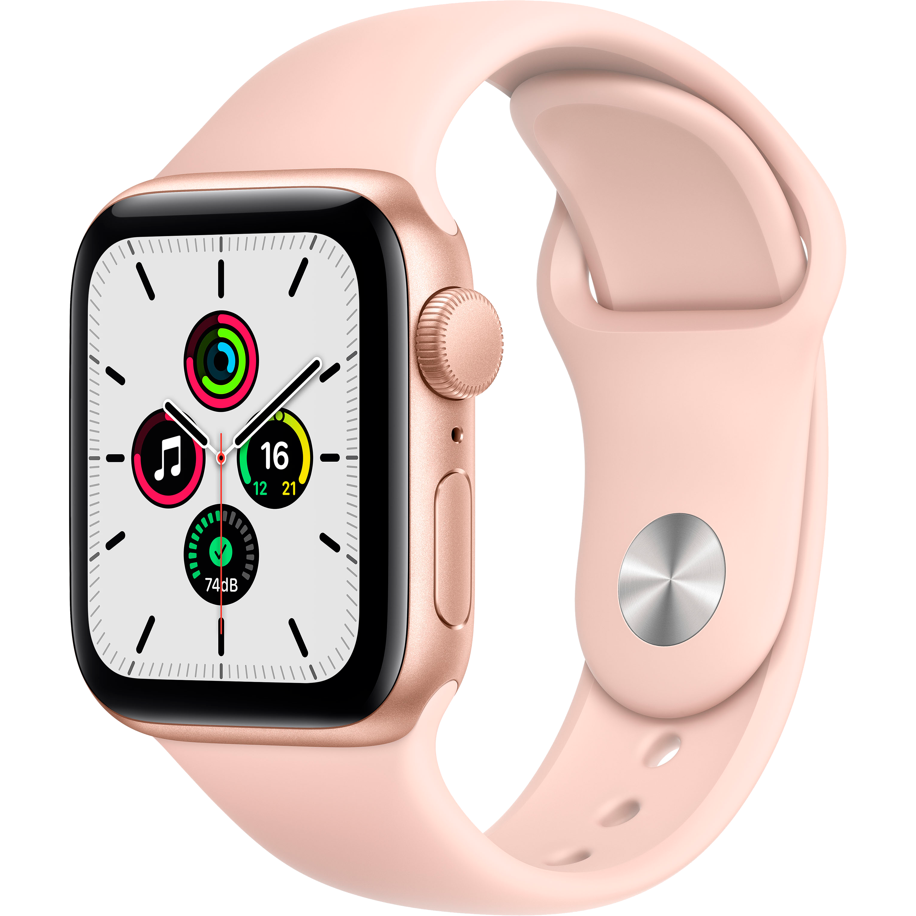 

Apple Watch SE GPS, 40мм, Золотой, Cпортивный ремешок цвета «розовый песок» (MYDN2GK/A)