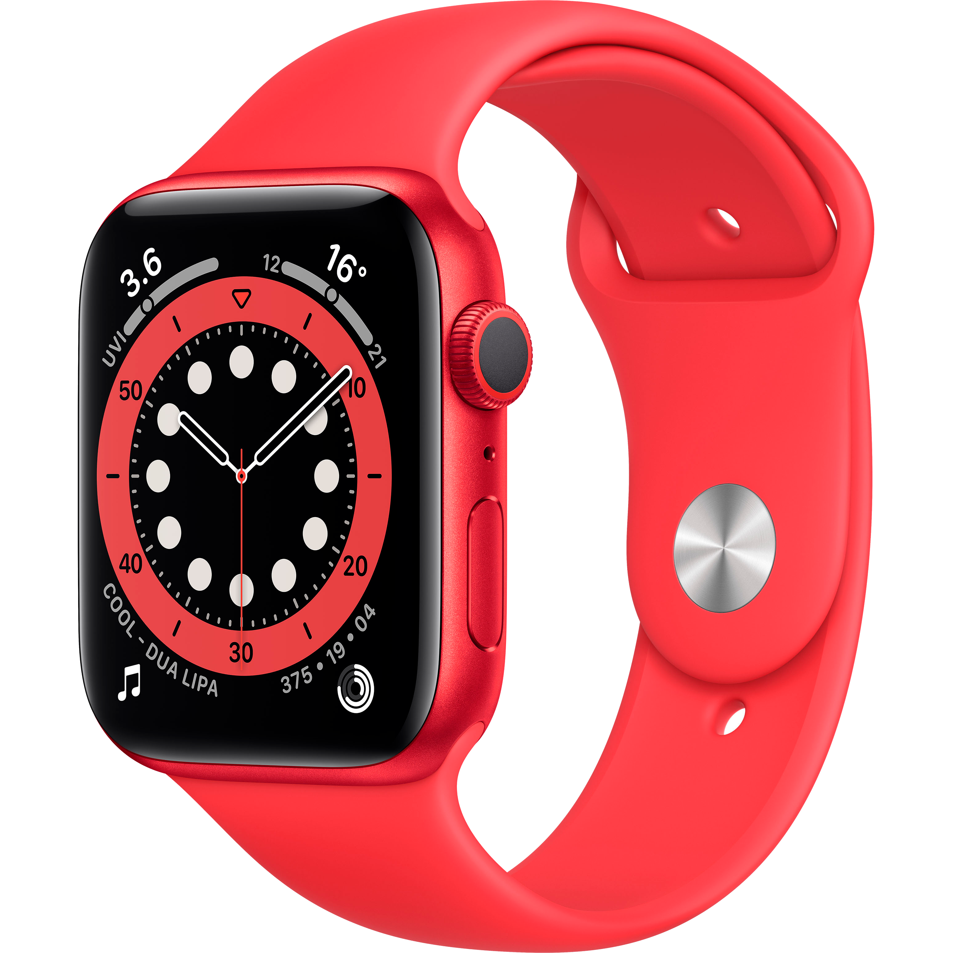 

Apple Watch Series 6 GPS, 44мм, Красный, Cпортивный ремешок красного цвета (M00M3UL/A)