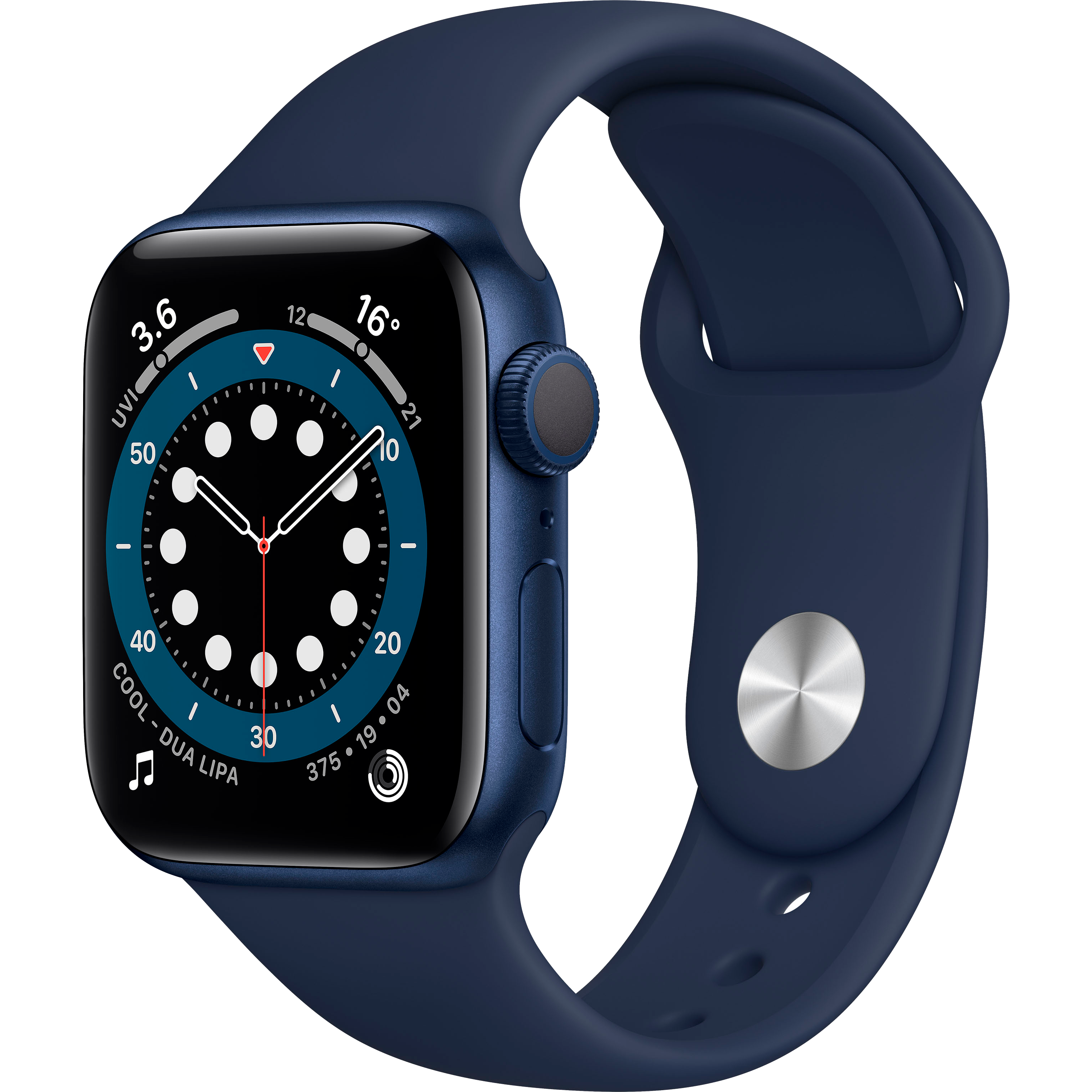 

Apple Watch Series 6 GPS, 40мм, Синий, Спортивный ремешок цвета «тёмный ультрамарин» (MG143GK/A)