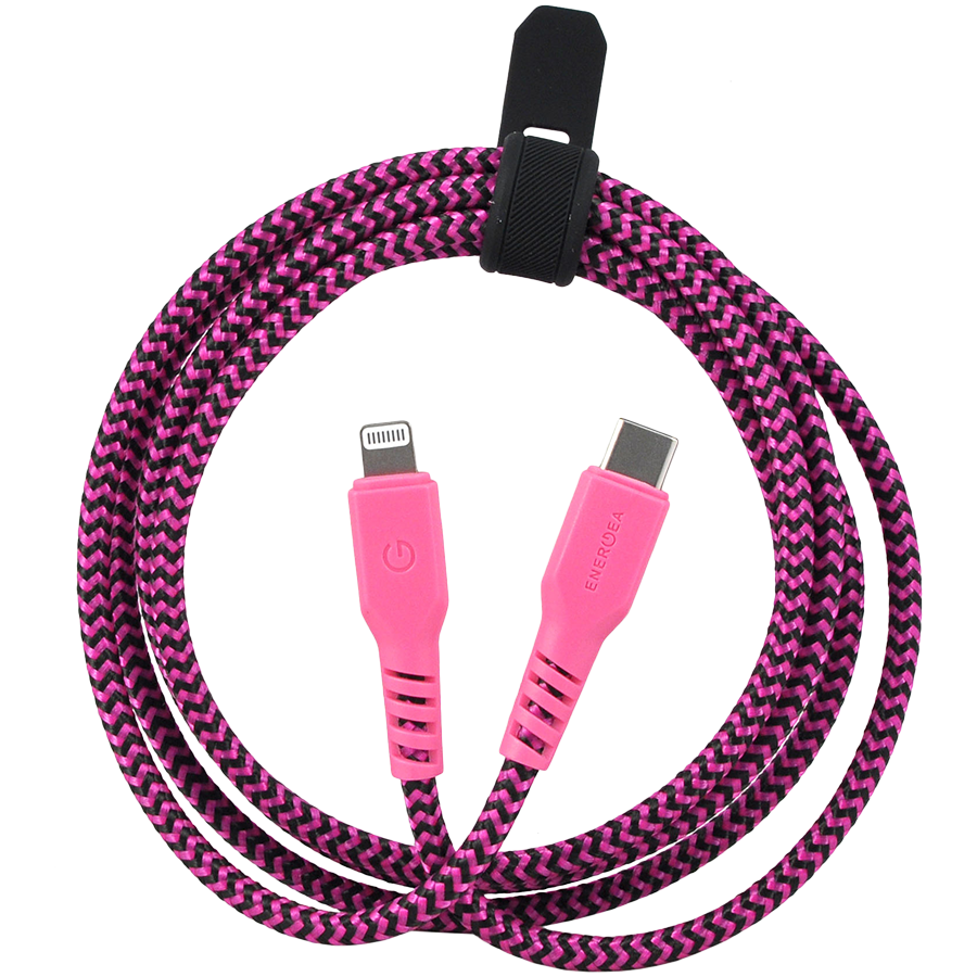 

ENERGEA Кабель-переходник с USB-C на Lightning FibraTough (CBL-FTCL-PNK150)
