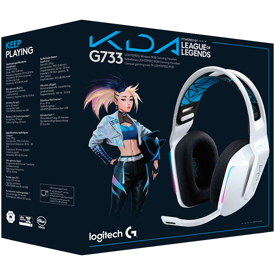 

Беспроводная игровая гарнитура LOGITECH G733 Белый (981-000990)