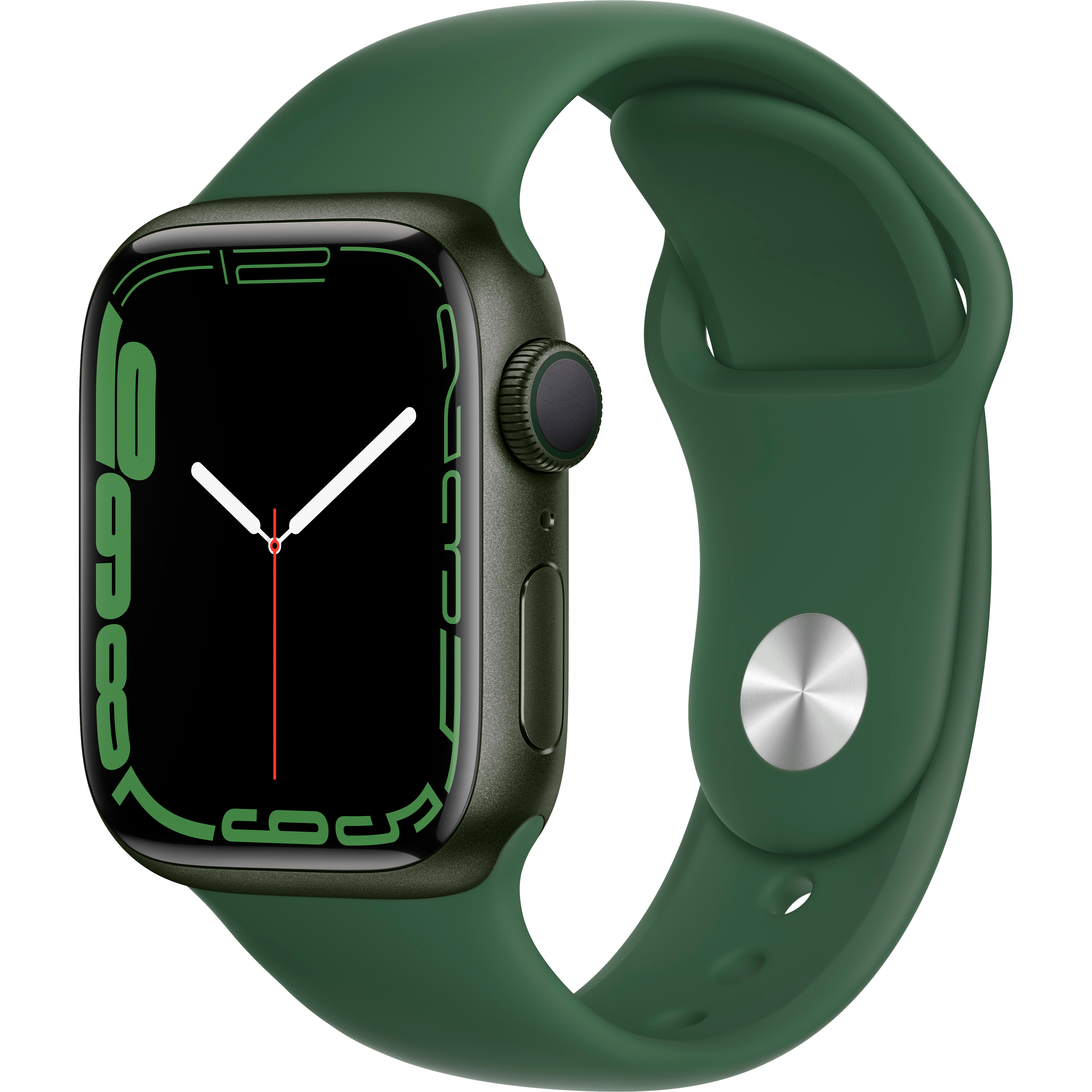 

Apple Watch Series 7 GPS, 41мм, Зелёный, Спортивный ремешок цвета «зелёный клевер» (MKN03GK/A)