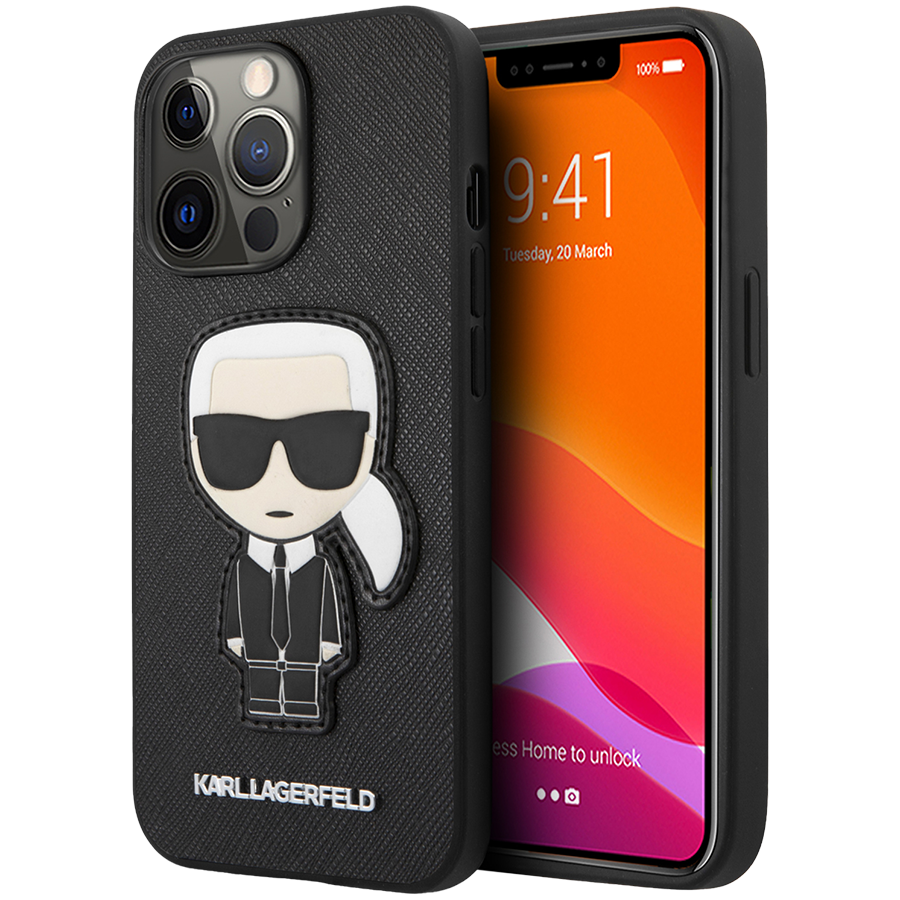 

Чехол LAGERFELD SAFFIANO IKONIK для iPhone 13 Pro Max (KLHCP13XOKPK)