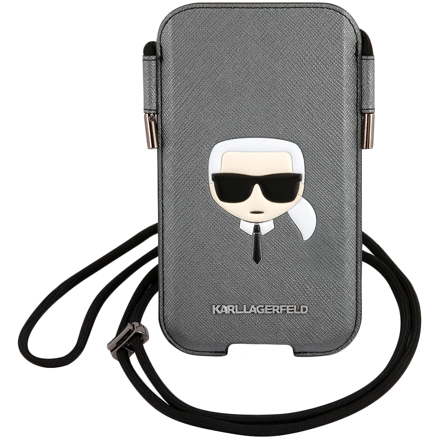 

Чехол LAGERFELD SAFFIANO c нейлоновым ремешком и тиснением CHOUPETTE лого M для iPhone (KLHCP12MOPHKHG)