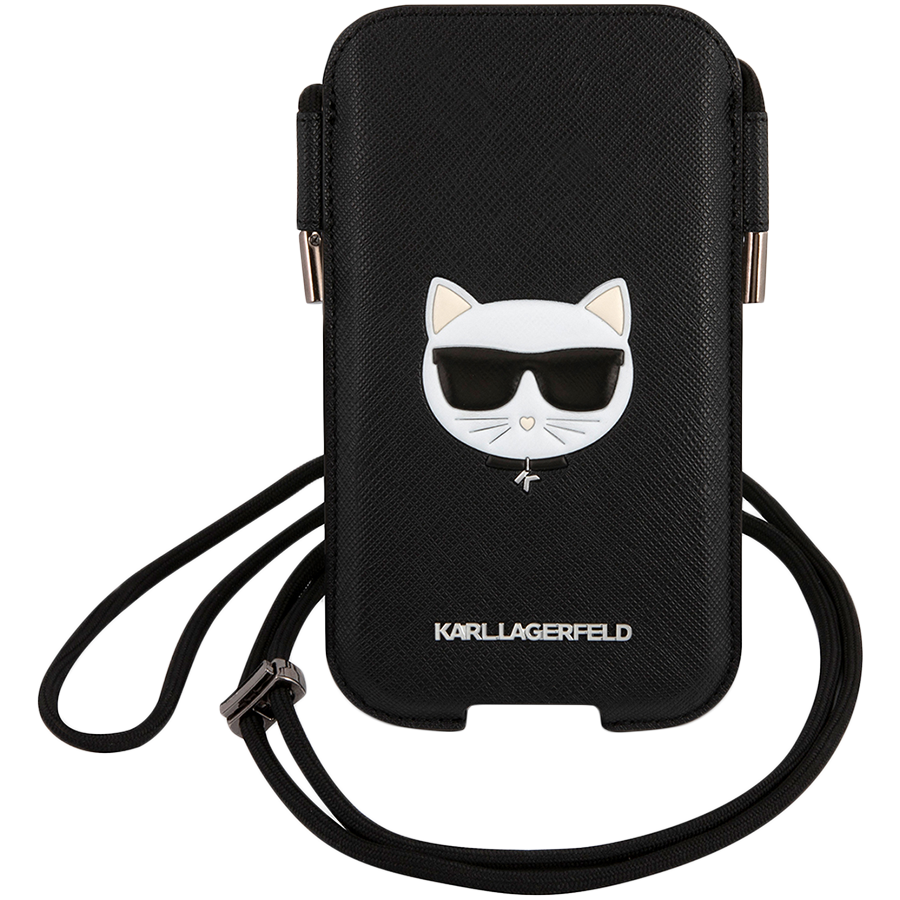 

Чехол LAGERFELD SAFFIANO c нейлоновым ремешком и тиснением CHOUPETTE лого M для iPhone (KLHCP12MOPHCHK)
