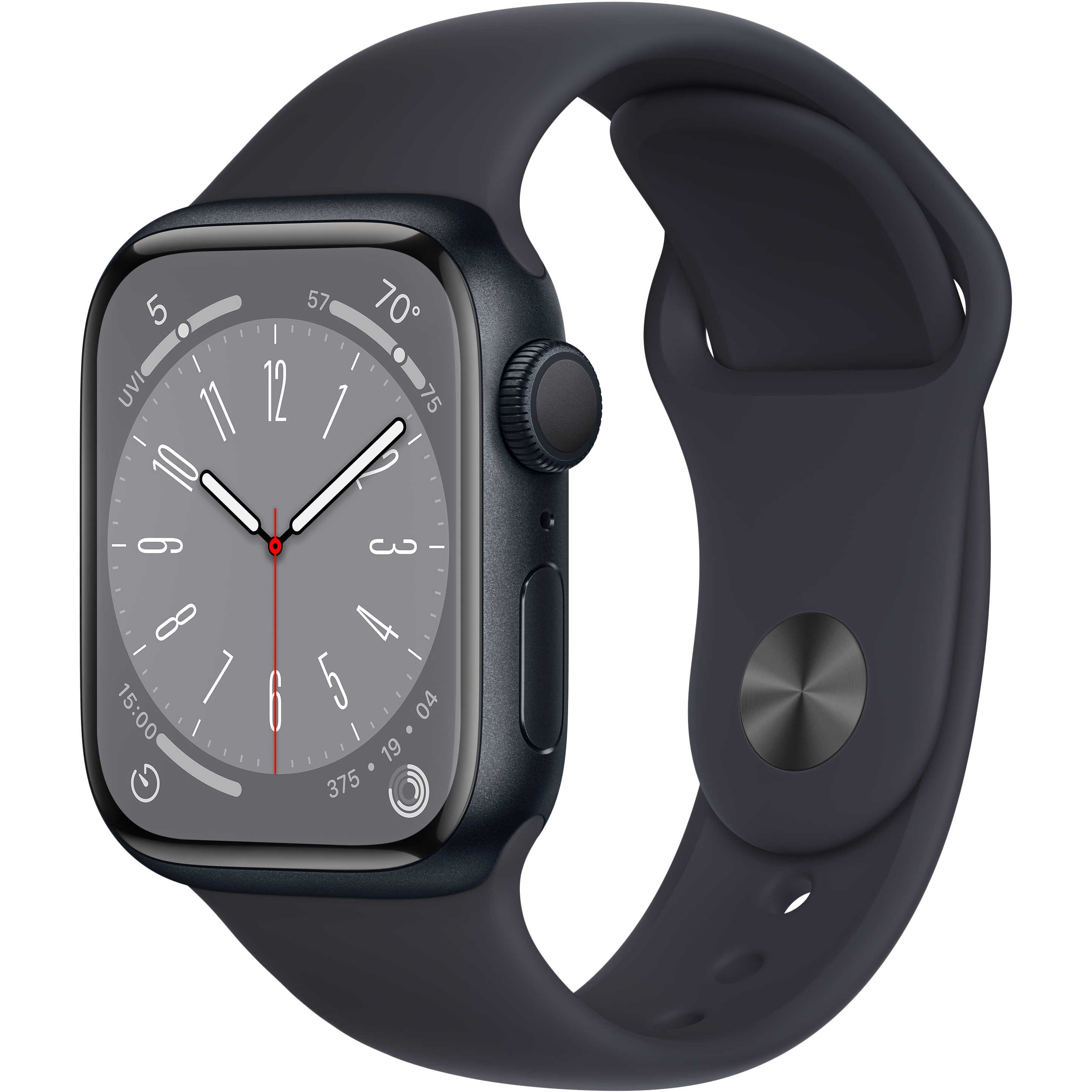

Apple Watch Series 8 GPS, 41мм, Тёмная ночь, Спортивный ремешок цвета «тёмная ночь» (MNP53RB/A)