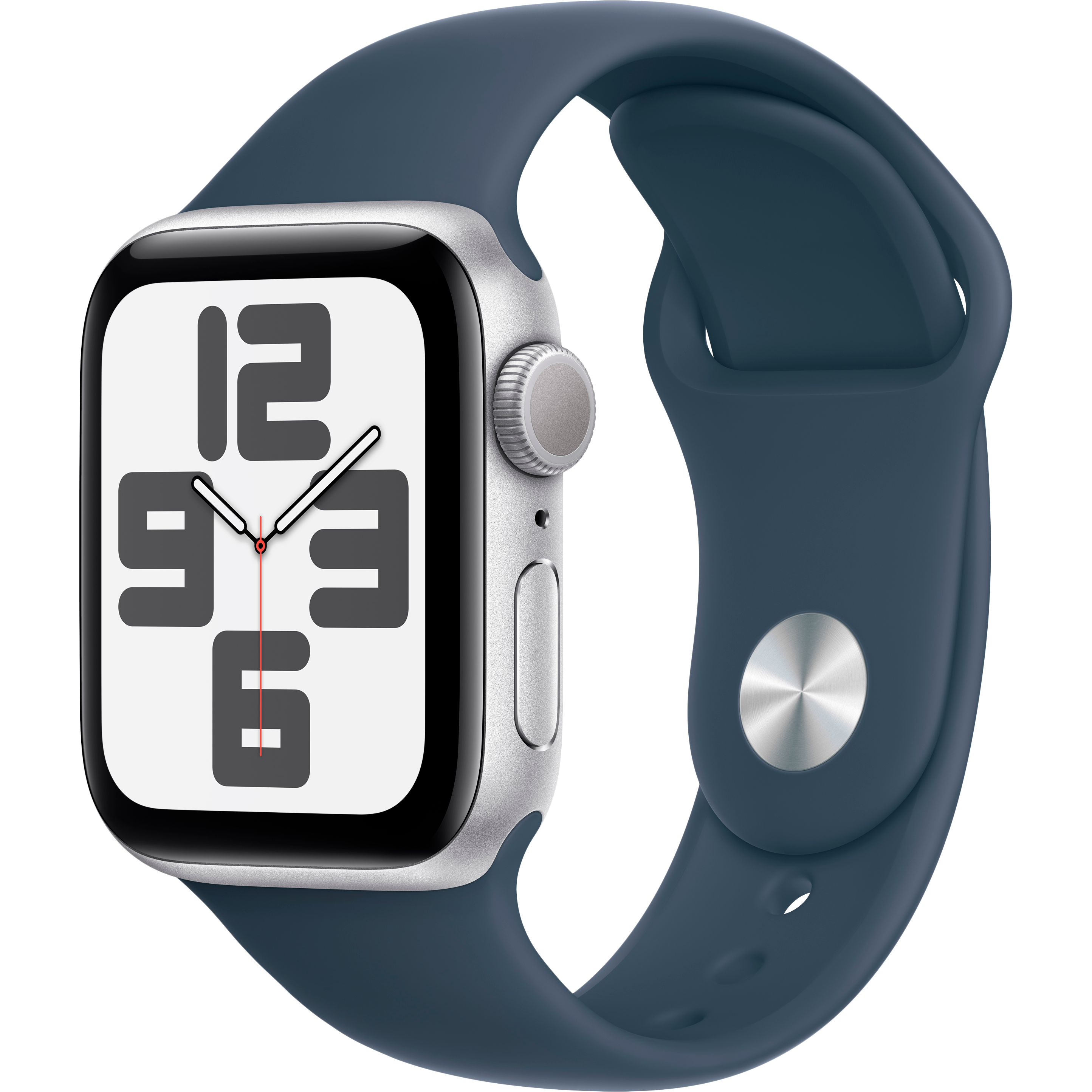 

Apple Watch SE GPS Gen.2 (2023), 40мм, Серебристый, Storm Blue Sport Band, M/L (MRE23QI/A)