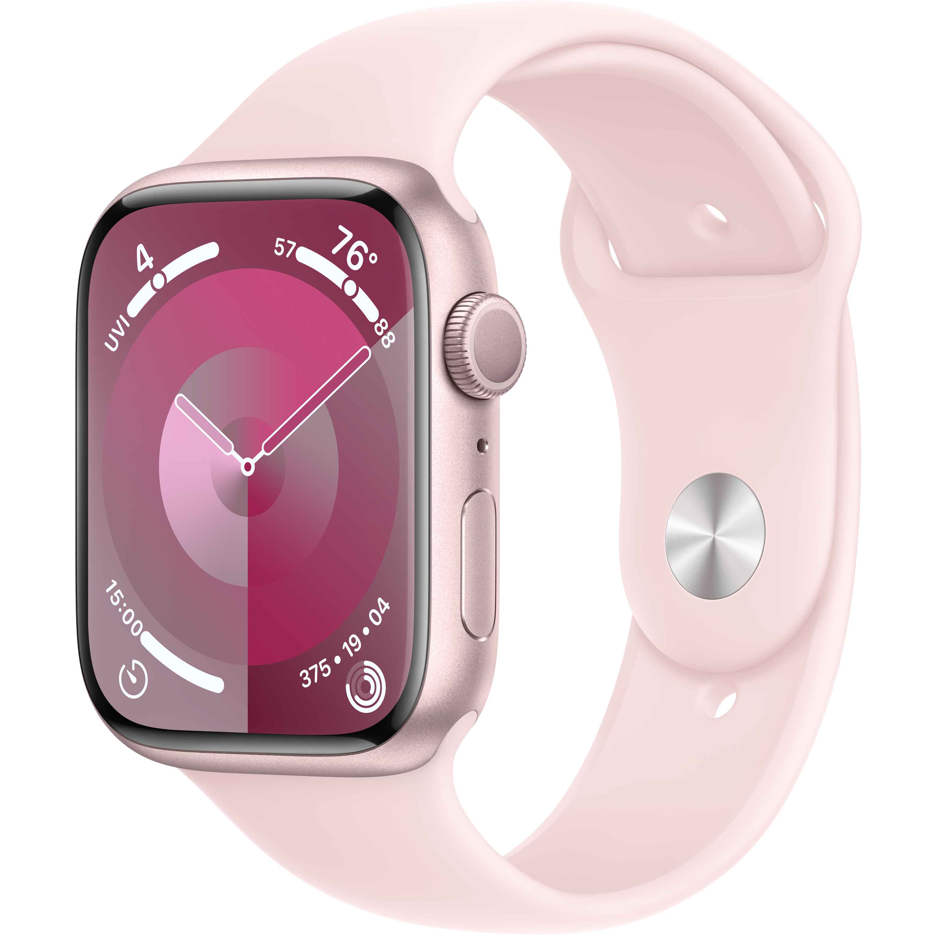 

Apple Watch Series 9 GPS, 45мм, Розовый, Light Pink Sport Band, S/M (MR9G3QI/A)