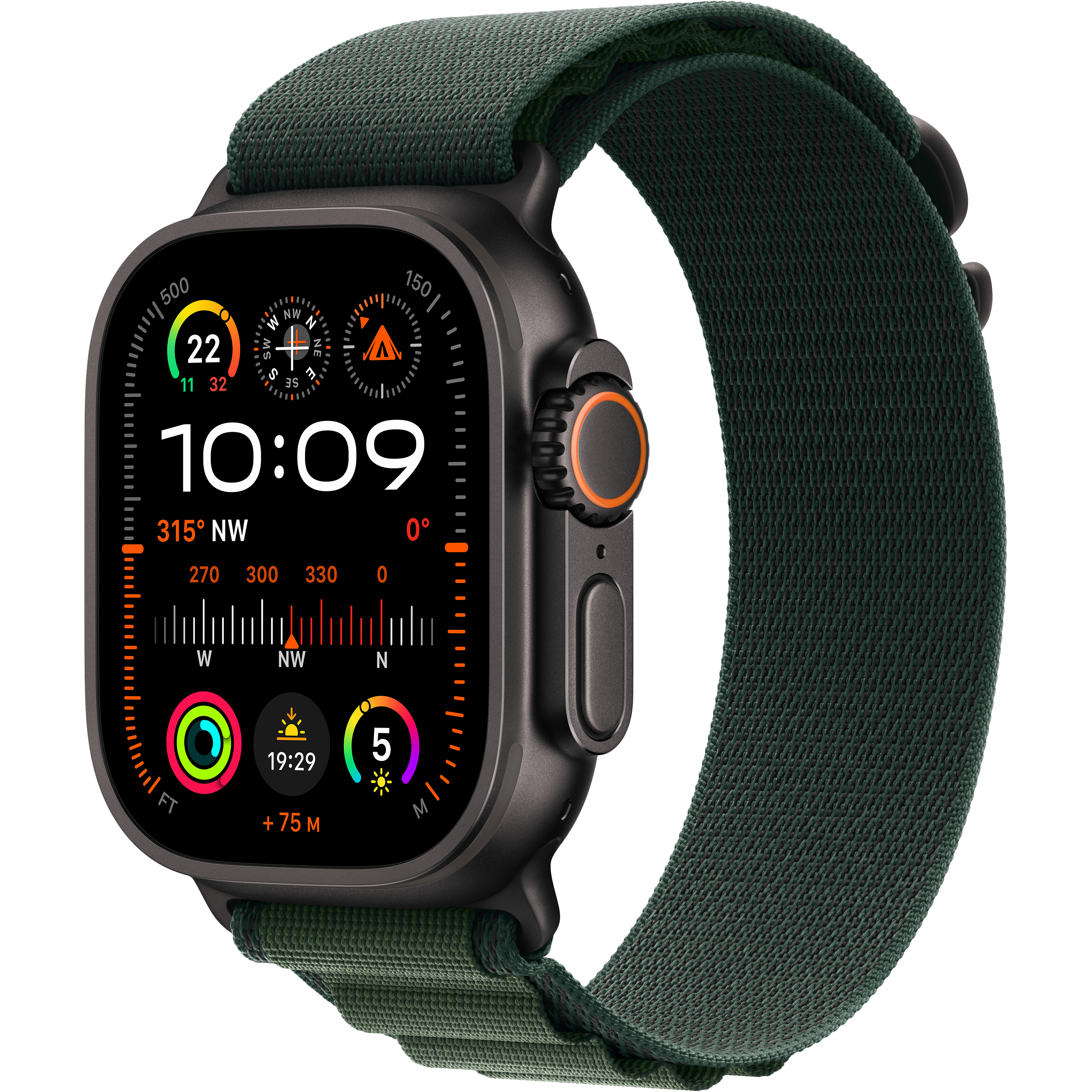 

Apple Watch Ultra 2 2024, 49мм, Black Titanium, Dark Green Alpine Loop, Размер L (MX4T3GK/A)