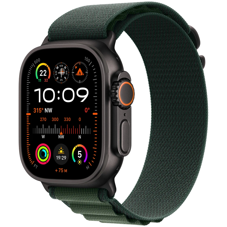 Apple Watch Ultra 2 2024 49 Black Titanium Dark Green Alpine Loop M Apple MX4R3RB A iSpace