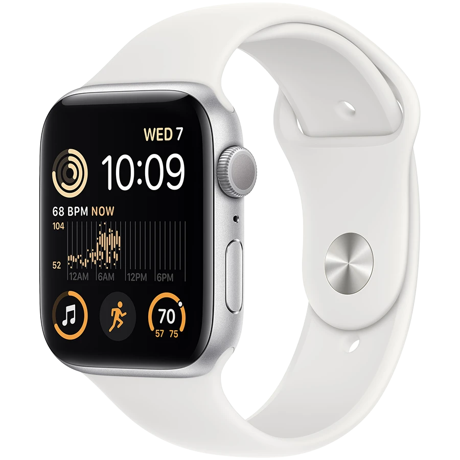 Apple Watch SE GPS Gen.2, 44mm, Silver, White Sport Band buy 