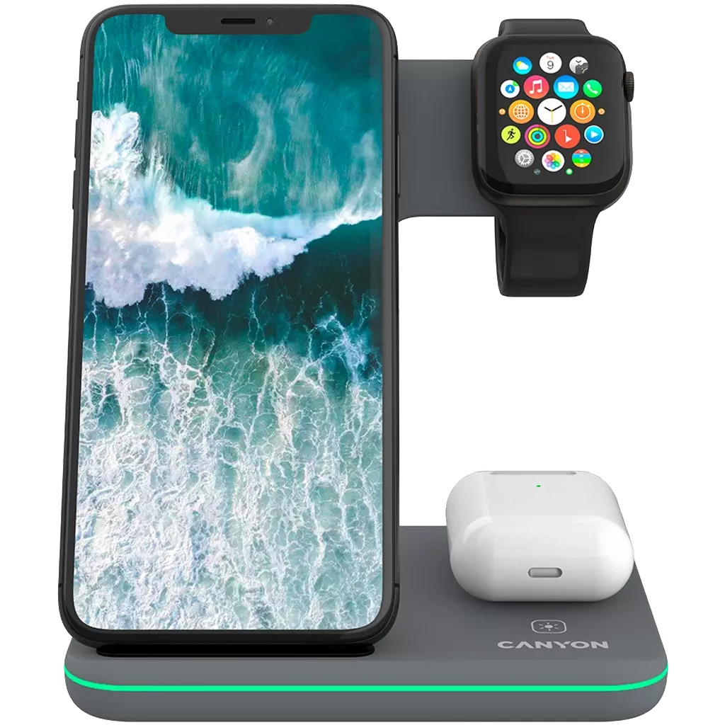 3-in-1 Wireless charging station for gadgets supporting QI technology WS-303 - Photo 2