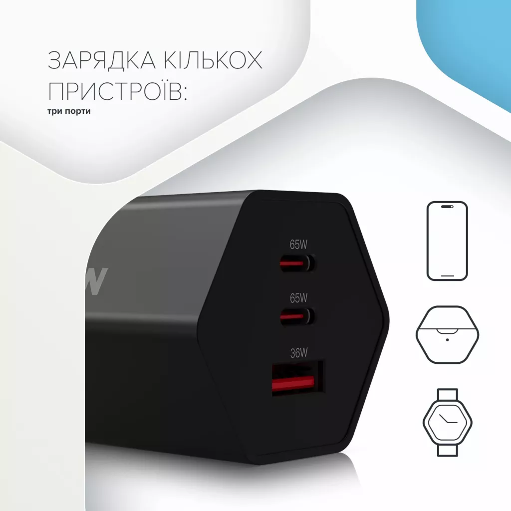 Мережевий зарядний пристрій Hexagon 65 - Photo 6