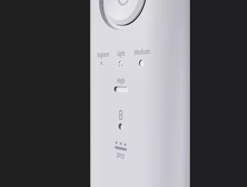 5 modos de limpieza con hilo dental: Principiante, Ligero, Medio, Alto, Puntual