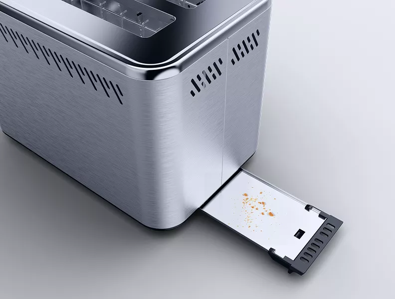 Effortless cleaning: removable crumb tray