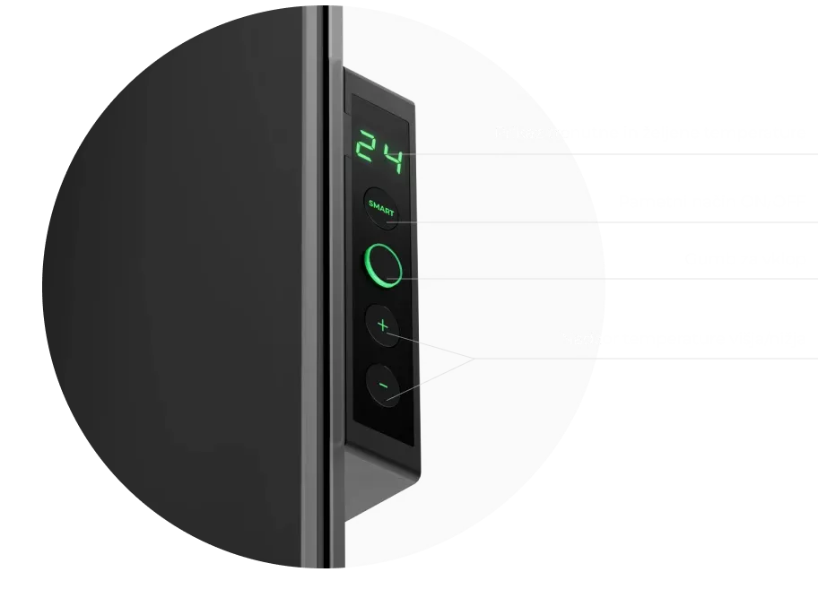 Zaslon LED. Upravljanje z gumbi ali aplikacijo AENO