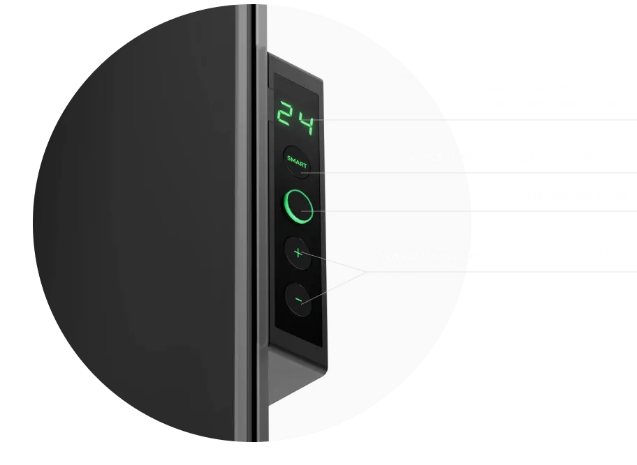 LED ekrāns. Vadība, izmantojot pogas vai AENO lietotni