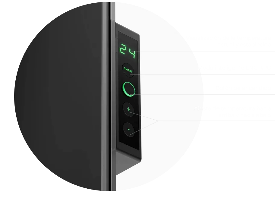 Pantalla LED. Control a través de botones o la aplicación AENO