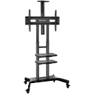 ONKRON Mobile TV Stand for 50-83” TVs with Wheels Shelves Height Adjustable Rolling TV Cart, Black