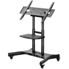ONKRON Tilting Mobile TV Stand for 50'' – 83 Inch LCD LED OLED TV Screens & Touch Panels Rolling TV Cart on Wheels with Shelf, Black