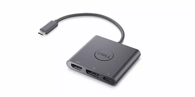 Adaptor Dell – USB-C la HDMI/DisplayPort cu conexiune intermediară de alimentare