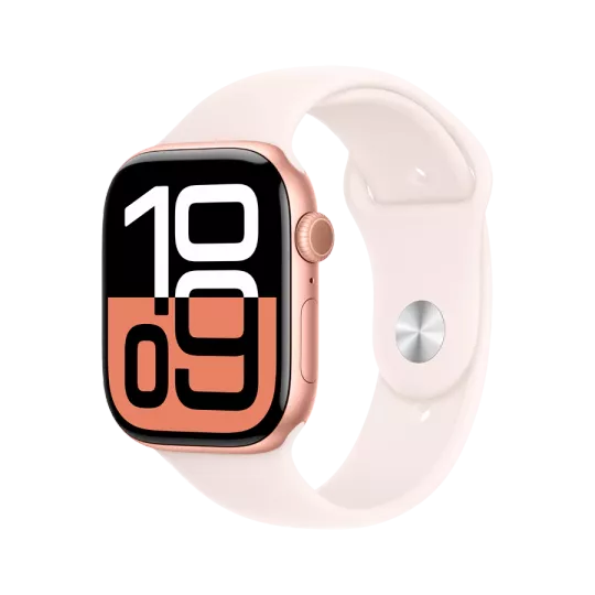 Apple Watch Series 10 GPS Светлый розовый спортивный ремешок, S/M, 42мм, Розовое золото