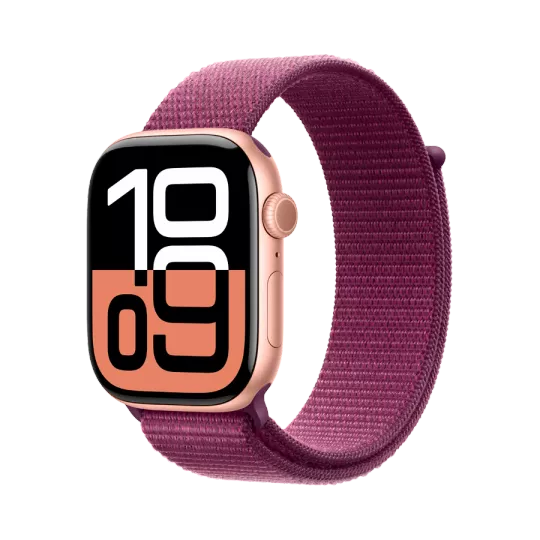 Apple Watch Series 10 GPS Спортивный ремешок Plum, 42мм, Розовое золото