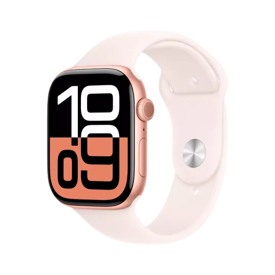 Apple Watch Series 10 GPS Светлый розовый спортивный ремешок, S/M, 46мм, Розовое золото