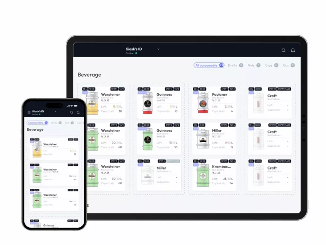 24/7 Draught Beer roboshops. Platform Remote Monitoring