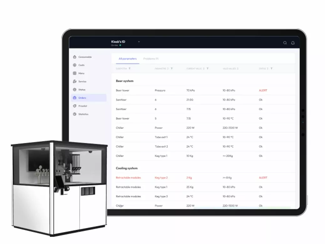 24/7 Draught Beer roboshops. Predictive maintenance scheduling