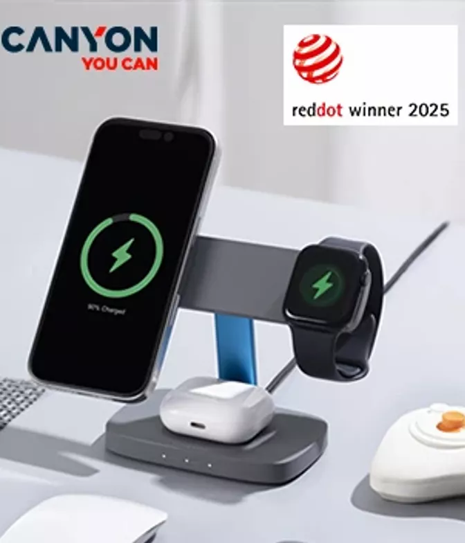 Бездротова зарядна станція Canyon Hexagon 310 отримала нагороду Red Dot Award 2025