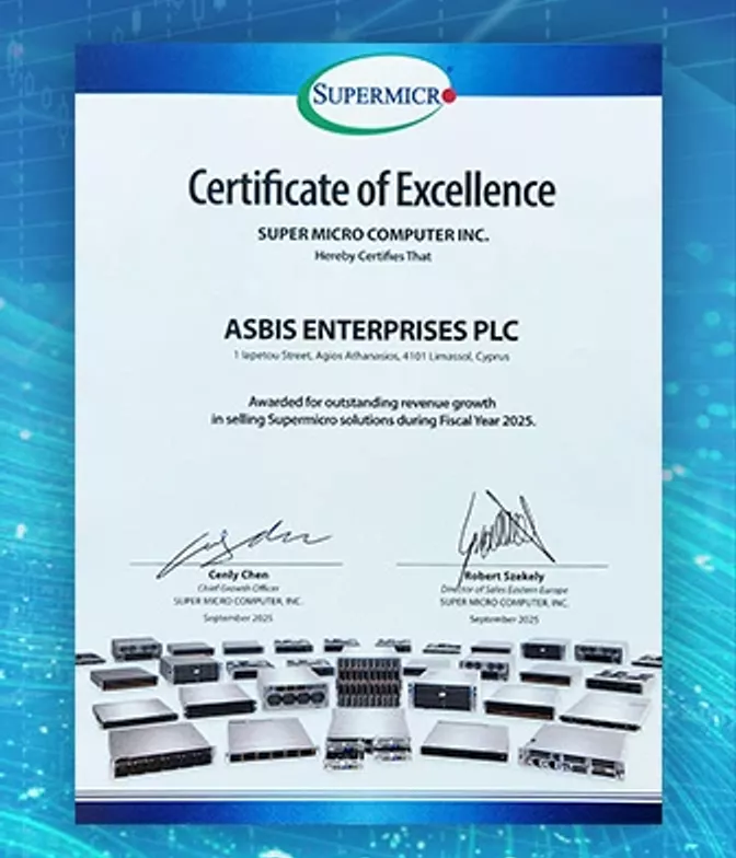 ASBIS honored with Supermicro Certificate of Excellence for remarkable revenue growth