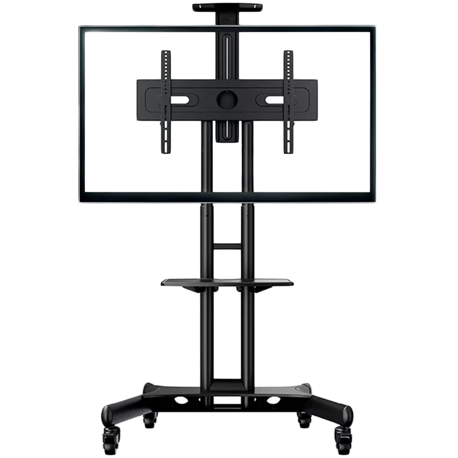 ONKRON Mobile TV Stand for 40-70” TVs with Wheels Shelves Height Adjustable Rolling TV Cart, Black