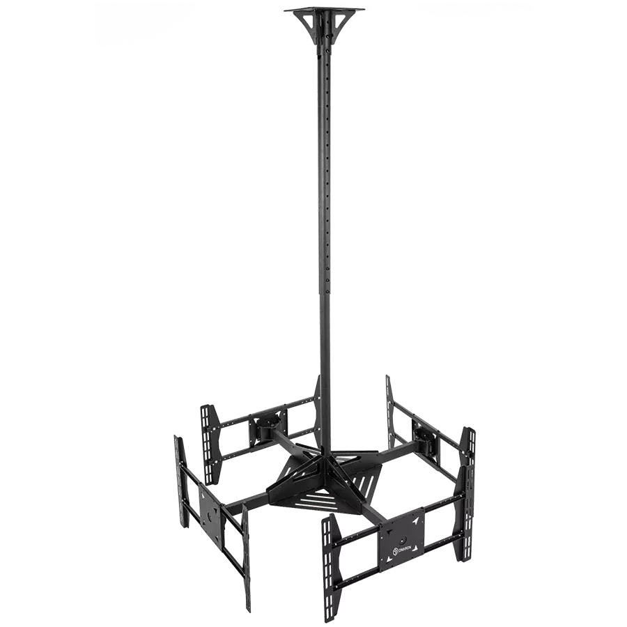 ONKRON Ceiling TV Mount Bracket Height Adjustable for two 32 to 55 Inch LED LCD TVs, Black
