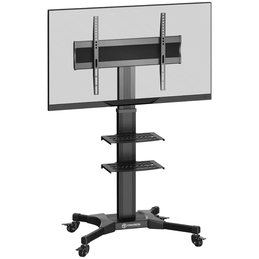 ONKRON Mobile TV Stand TV Cart for 32”–55” screens Height Adjustable TV Trolley, Black