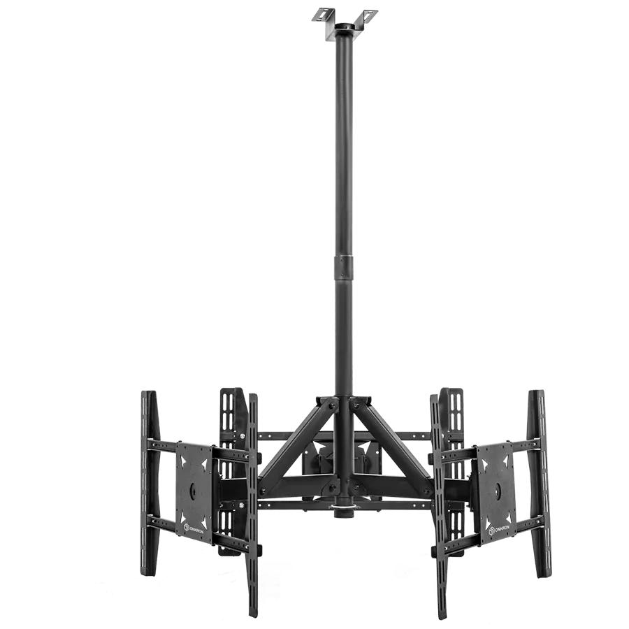 ONKRON Ceiling TV Mount Bracket Height Adjustable for three 32 to 63 Inch LED LCD TVs, Black