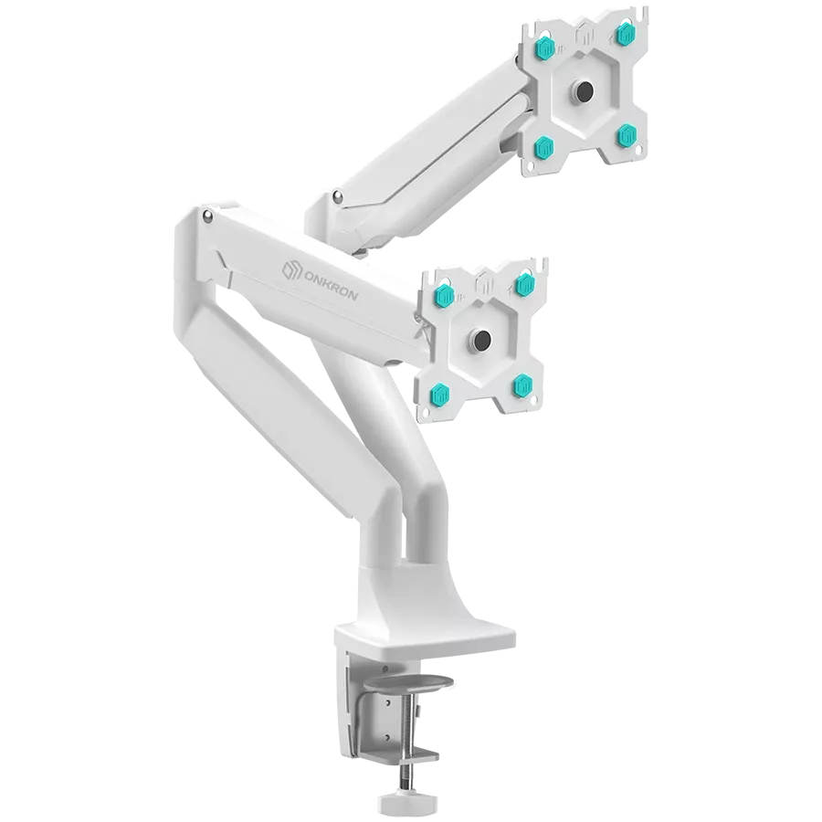 ONKRON Dual Monitor Desk Mount Stand for 13 to 32-Inch LCD LED Monitors up to 9 kg, White