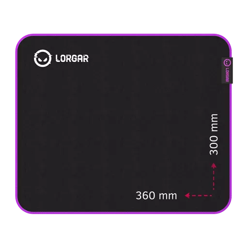 LORGAR Multispandex mousepad with purple rubber, Чёрный