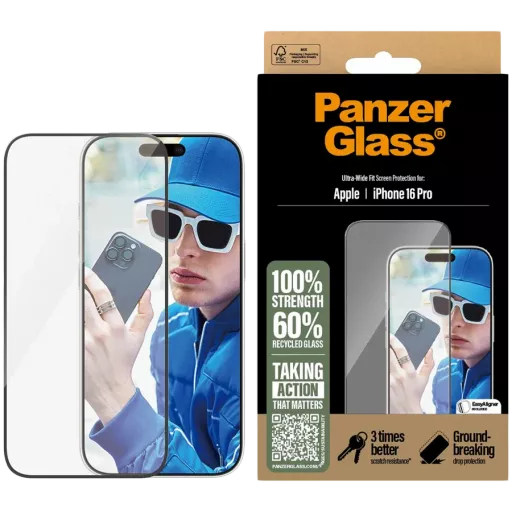 Защитное стекло PanzerGlass для iPhone 16 Pro | Ultra-Wide Fit