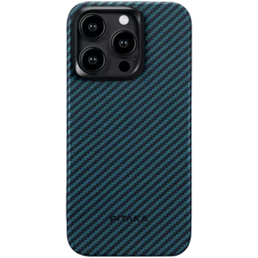 PITAKA Чехол MagEZ Case 4 с MagSafe Черный/Синий твилл для iPhone 15 Pro