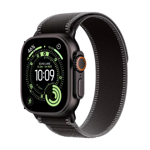 Apple Watch Ultra 3,  Black/Charcoal Trail Loop, S/M, 49mm, Qara