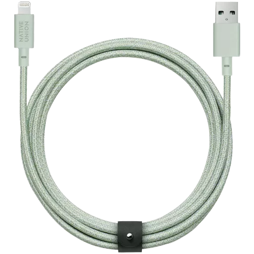 NATIVE UNION Кабель-переходник с USB на Lightning BELT 3, Светло-зеленый, 3м