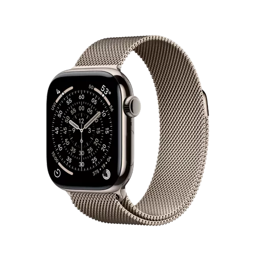 Apple Watch Series 11 GPS + Cellular,  Natural Milanese Loop, 42mm, Natural Titanium