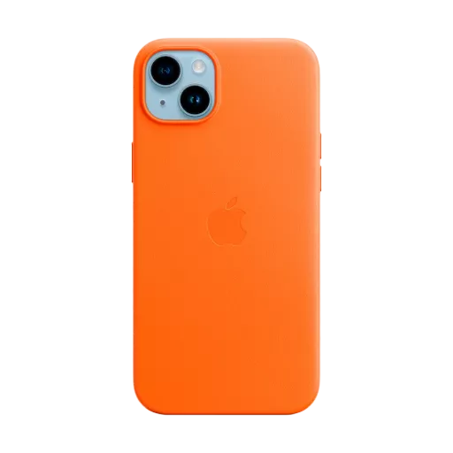 Чехол APPLE Leather Case с MagSafe Оранжевый для iPhone 14 Plus